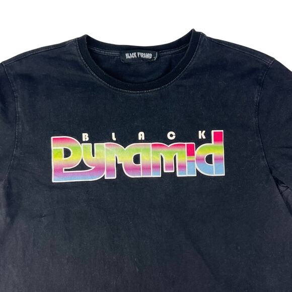 VTG BLACK PYRAMID GRAPHIC T-SHIRT MEN LARGE CREWNECK Heavy COTTON CASUAL SKATER - Picture 4 of 10